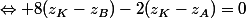 \Leftrightarrow 8(z_K-z_B)-2(z_K-z_A)=0