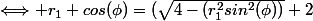 \Longleftrightarrow r_1 cos(\phi)=(\-\sqrt{4-(r_1^2sin^2(\phi))}+2