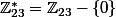 \Z_{23}^*=\Z_{23}-\{0\}