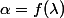\alpha=f(\lambda)\;radians
