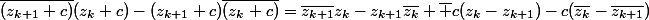 \bar{(z_{k+1}+c)}(z_k+c)-(z_{k+1}+c)\bar{(z_k+c)}}=\bar{z_{k+1}}z_k-z_{k+1}\bar{z_k}+\bar c(z_k-z_{k+1})-c(\bar{z_k}-\bar{z_{k+1}})