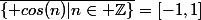 \bar{\{ cos(n)\ |\ n\in \mathbb{Z}\}}=[-1,1]