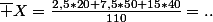 \bar X=\frac{2,5*20+7,5*50+15*40}{110}=..