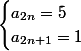 \begin{cases}a_{2n}=5\\a_{2n+1}=1\end{cases}