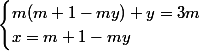 \begin{cases}m(m+1-my)+y=3m\\x=m+1-my\\\end{cases}
