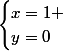 \begin{cases}x=1 \\y=0\end{cases}