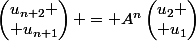 \begin{pmatrix}u_{n+2} \\ u_{n+1}\end{pmatrix} = A^n\begin{pmatrix}u_{2} \\ u_{1}\end{pmatrix}