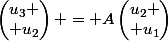 \begin{pmatrix}u_3 \\ u_{2}\end{pmatrix} = A\begin{pmatrix}u_{2} \\ u_{1}\end{pmatrix}