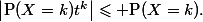 \bigl|\text{P}(X=k)t^k\bigr|\leqslant \text{P}(X=k).