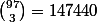 \binom{97}{3}=147440