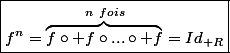 \boxed{f^n=\overbrace{f\circ f\circ...\circ f}^{n~fois}=Id_{\mathbb R}}