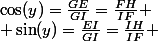 \cos(y)=\frac{GE}{GI}=\frac{FH}{IF}
 \\ \sin(y)=\frac{EI}{GI}=\frac{IH}{IF} 