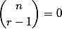 \dbinom{n}{r-1}=0