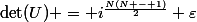 \det(U) = i^{\frac{N(N - 1)}{2}} \varepsilon