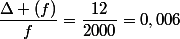 \dfrac{\Delta (f)}{f}=\dfrac{12}{2000}=0,006