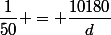 \dfrac{1}{50} = \dfrac{10180}{d}