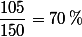 \dfrac{105}{150}=70\,\%
