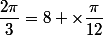 \dfrac{2\pi}{3}=8 \times\dfrac{\pi}{12}