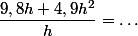 \dfrac{9,8h+4,9h^2}{h}=\dots