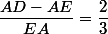 \dfrac{AD-AE}{EA}=\dfrac{2}{3}