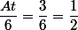 \dfrac{At}{6}=\dfrac{3}{6}=\dfrac{1}{2}