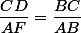 \dfrac{CD}{AF}=\dfrac{BC}{AB}