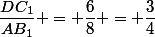 \dfrac{DC_1}{AB_1} = \dfrac{6}{8} = \dfrac{3}{4}