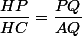 \dfrac{HP}{HC}=\dfrac{PQ}{AQ}