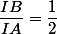 \dfrac{IB}{IA}=\dfrac{1}{2}