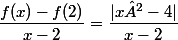 \dfrac{f(x)-f(2)}{x-2}=\dfrac{|x²-4|}{x-2}