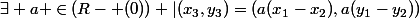 \exists a \in(R- (0)) |(x_3,y_3)=(a(x_1-x_2),a(y_1-y_2))