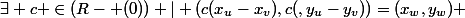 \exists c \in(R- (0)) | (c(x_u-x_v),c(,y_u-y_v))=(x_w,y_w) 