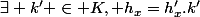 \exists k' \in K, h_x=h_x'.k'