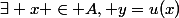 \exists x \in A, y=u(x)