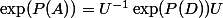 \exp(P(A))=U^{-1}\exp(P(D))U