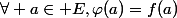 \forall a\in E,\varphi(a)=f(a)