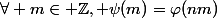 \forall m\in \Z, \psi(m)=\varphi(nm)