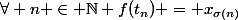 \forall n \in \mathbb{N} f(t_n) = x_{\sigma(n)}