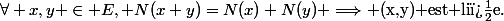 \forall x,y \in E, N(x+y)=N(x)+N(y) \Longrightarrow \text{(x,y) est li�e.}