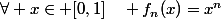 \forall x\in [0,1]\quad f_n(x)=x^n
