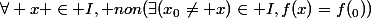 \forall x \in I, non(\exists(x_0\ne x)\in I,f(x)=f(_0))