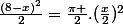 \frac{(8-x)^2}{2}=\frac{\pi }{2}.(\frac{x}{2})^2