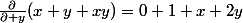 \frac{\partial}{\partial y}(x+y+xy)=0+1+x+2y