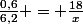 \frac{0,6}{6,2} = \frac{18}{x}