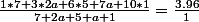 \frac{1*7+3*2a+6*5+7a+10*1}{7+2a+5+a+1}=\frac{3.96}{1}