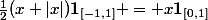 \frac{1}{2}(x+|x|)\mathbf{1}_{[-1,1]} = x\mathbf{1}_{[0,1]}