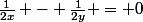 \frac{1}{2x} - \frac{1}{2y} = 0