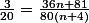 \frac{3}{20}=\frac{36n+81}{80(n+4)}