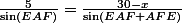 \frac{5}{\sin(EAF)}=\frac{30-x}{\sin(EAF+AFE)}