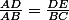 \frac{AD}{AB}=\frac{DE}{BC}